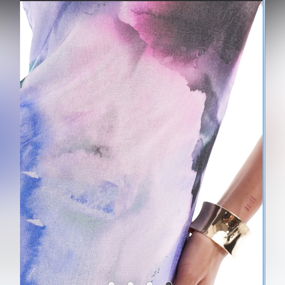 ASOS Watercolor Print Bandeau Maxi/Midi Dress - Picture 4 of 5
